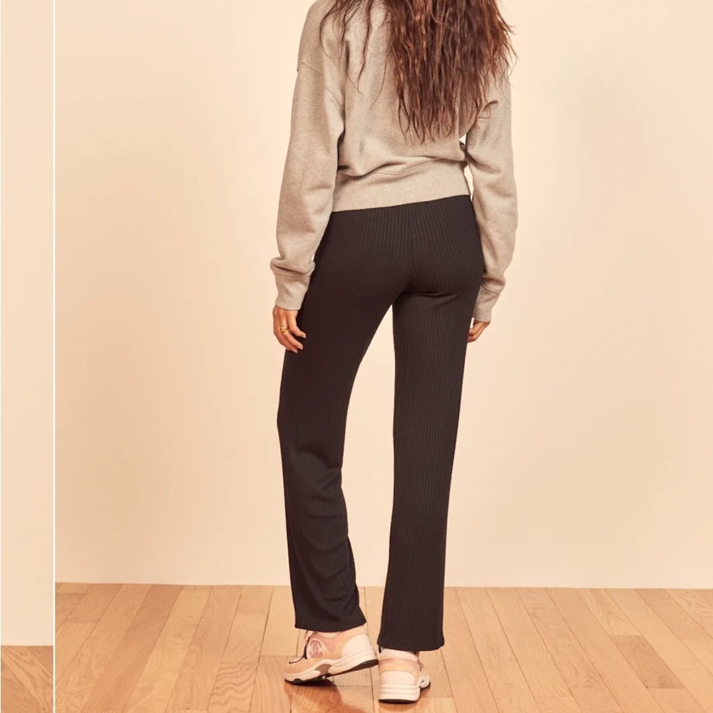 Reformation Whitney Pant Black Elastic Waist Straight-Leg Pants - Picture 10 of 10